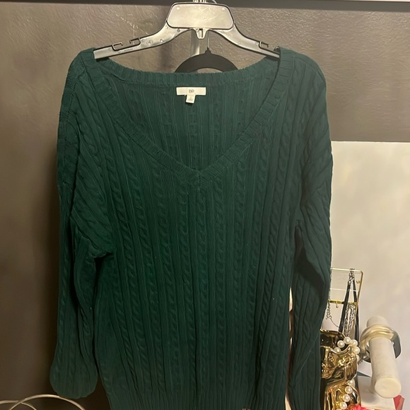 Green V-Neck Long Sleeved Sweate - Picture 1 of 1